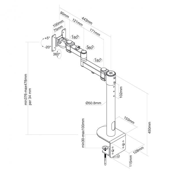 Load image into Gallery viewer, Neomounts fpma-d960blackplus flat screen desk mount (clamp) high capacity 10 - 49 inch, 2