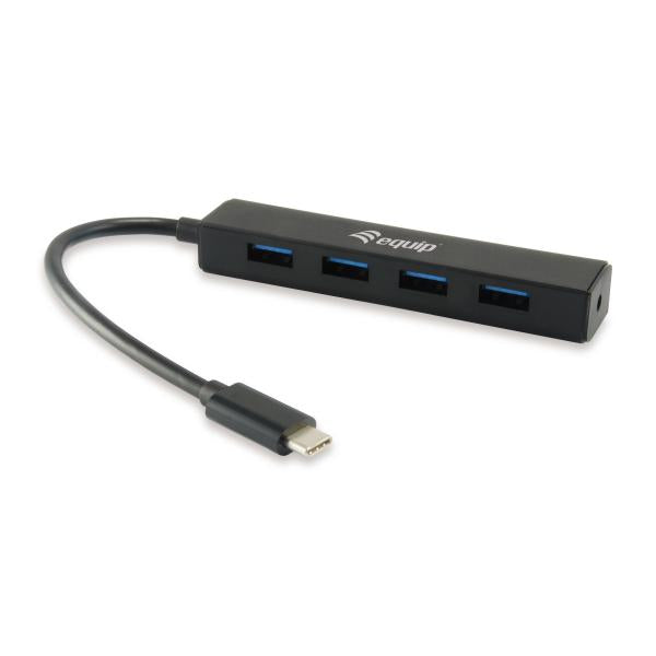 Load image into Gallery viewer, Equip 128954 4-port usb hub, usb 3.2 gen 1 type-c -> usb 3.2 gen 1 type-a, 5000 mbit s, black