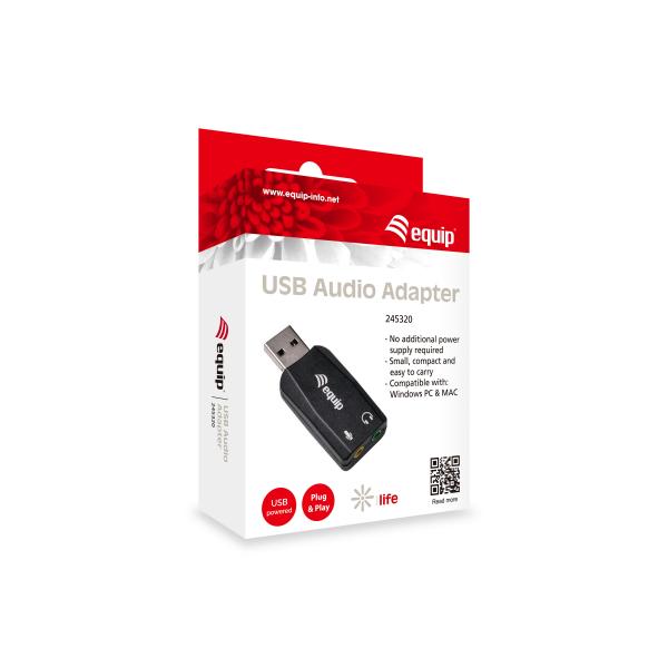 Load image into Gallery viewer, Equip 245320 usb audio adapter, usb type-a, 3.5 mm, 22 mm, 51 mm, 12 mm, black