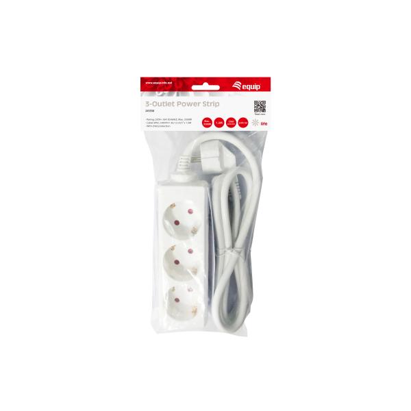 Chargez l'image dans la visionneuse de la galerie, Equip 245550 power strip, 3 ac outlet(s) indoor, type f, type f, 1.5 mm², 1.5 m, white