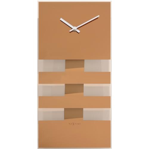 Load image into Gallery viewer, Nextime klok 2855co bold stripes, 38x19 cm, wall, copper