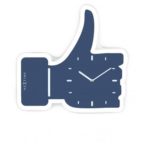 Load image into Gallery viewer, Nextime klok 3072bl thumbs up, 40.5x41.5 cm, wall, blue silver