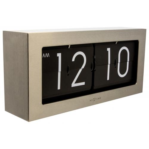 Load image into Gallery viewer, Nextime klok 5198zi big flip, 16,7x36 cm, flip-over, silver