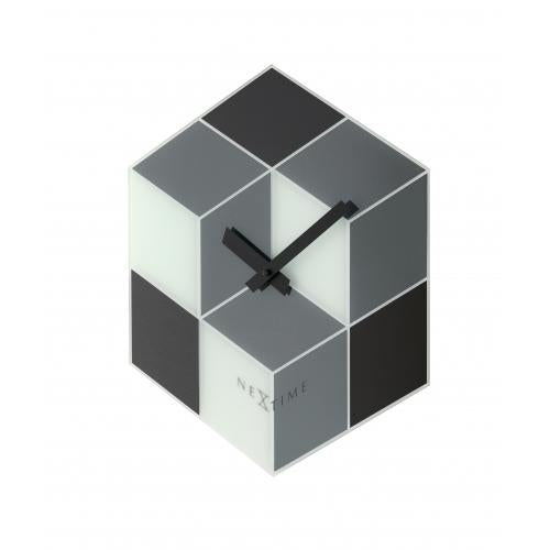 Load image into Gallery viewer, Nextime klok 8171 cubic, 43.5x37 cm, wall, black white gray