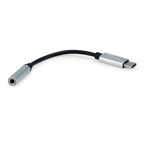 Load image into Gallery viewer, Equip 133474 usb-c to 3.5mm audio dac adapter, usb-c, 3.5 mm, male female, 0.15 m, black, silver