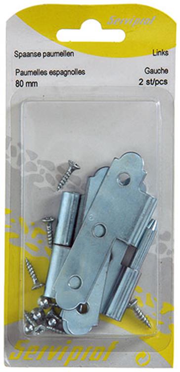 Afbeelding laden in galerijviewer, Mack 1013257 - 2 spaanse paumellen links verzinkt h 80 x b 45mm | 5 stuks