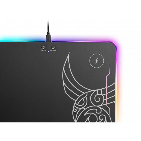 Load image into Gallery viewer, L33t gaming 160378 kvennavagn rgb hard gaming mat w qi charge, 355 x 255 x 5.8 mm, black
