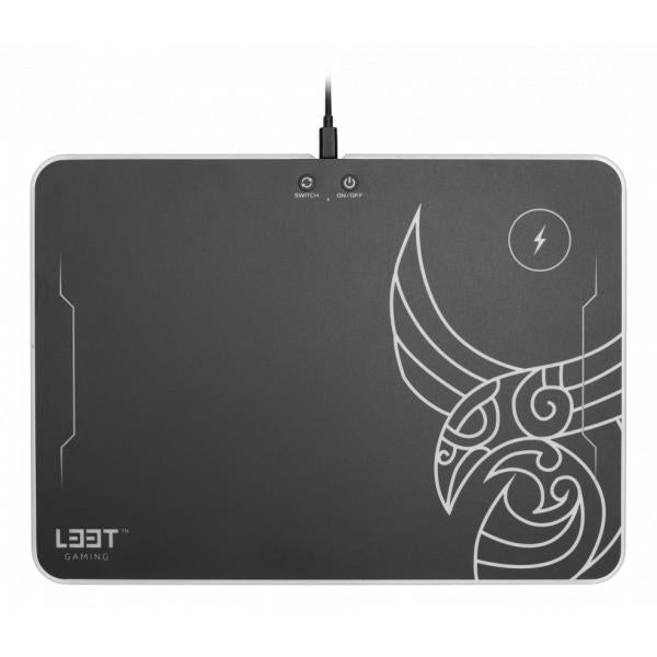 Load image into Gallery viewer, L33t gaming 160378 kvennavagn rgb hard gaming mat w qi charge, 355 x 255 x 5.8 mm, black