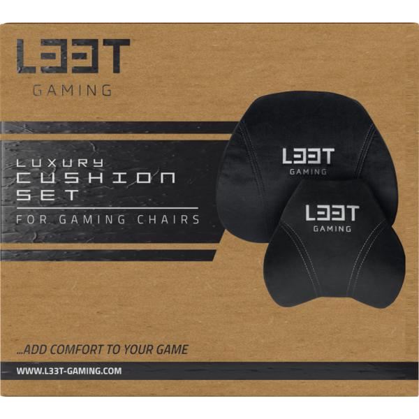 Load image into Gallery viewer, L33t gaming 160382 luxury gaming chair cushion set, memory foam, velvet, ultra-soft, black