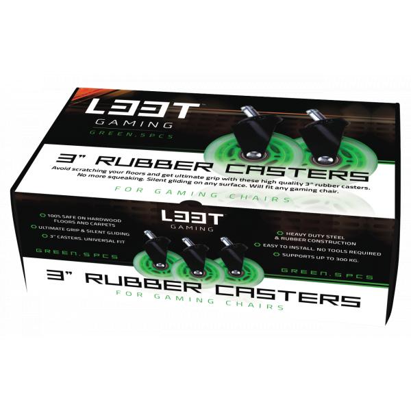Load image into Gallery viewer, L33t gaming 160531 3inch rubber casters, green, 5pcs
