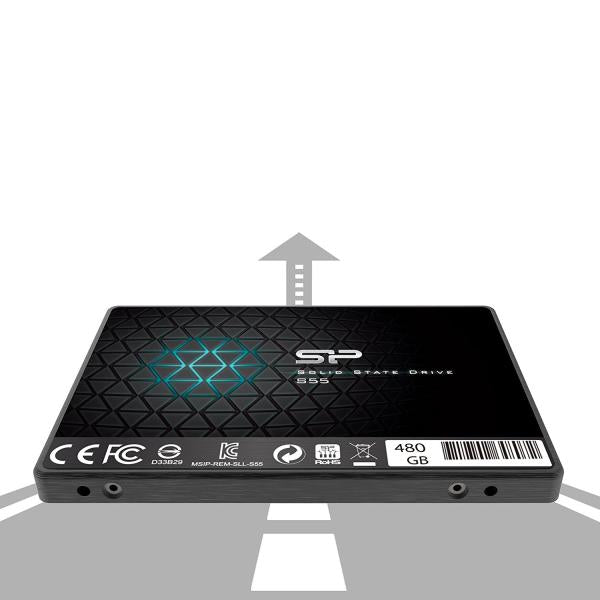 Load image into Gallery viewer, Silicon power sp480gbss3s55s25 slim s55 ssd, 480 gb, 2.5 , sata3, 6 gbit s, slc, 560 500 mb s, blue