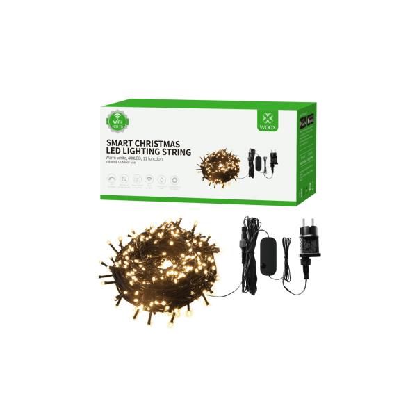 Load image into Gallery viewer, Woox r5170 slimme kerstverlichting wi-fi 40 meter, 400leds, 230 lumen, warm-wit met dim en geluid
