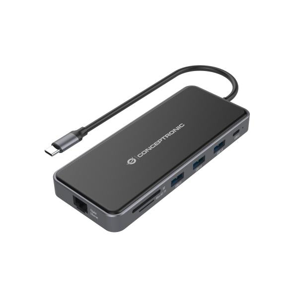 Load image into Gallery viewer, Conceptronic donn15g 12-in-1 docking station, usb 3.2 gen 1, type-c, 100 w, hdmi, vga, (micro)sd