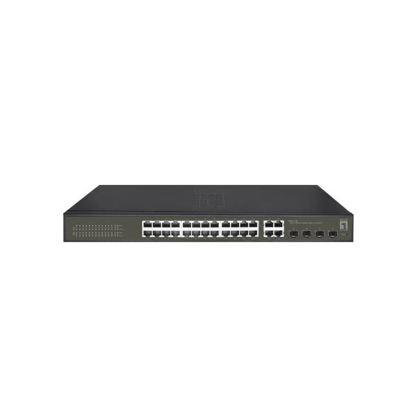 Load image into Gallery viewer, Levelone levelone ges-2128 hilbert 28-port gigabit lite switch, 24 x gigabit rj45, 4 x gigabit sfp rj45