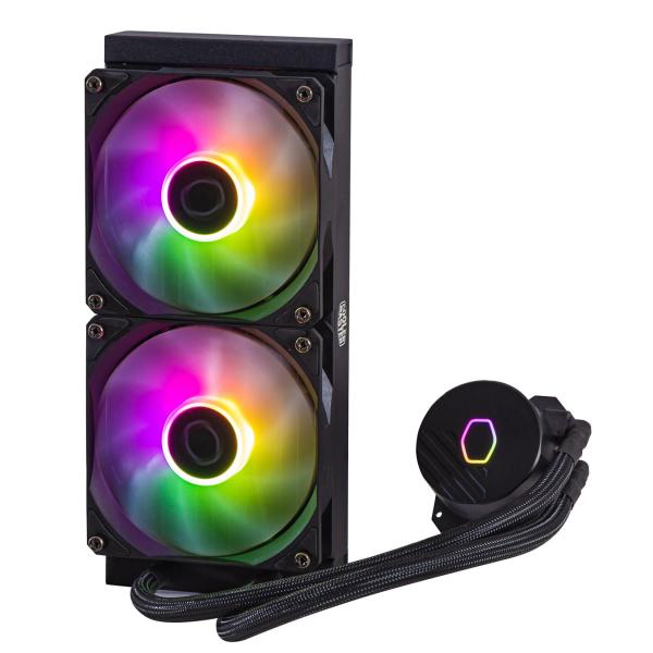 Load image into Gallery viewer, Cooler master mlw-d24m-a18pz-r1 masterliquid 240l core argb, 4-pin, 2x 120mm argb, 27.2 dba (max)