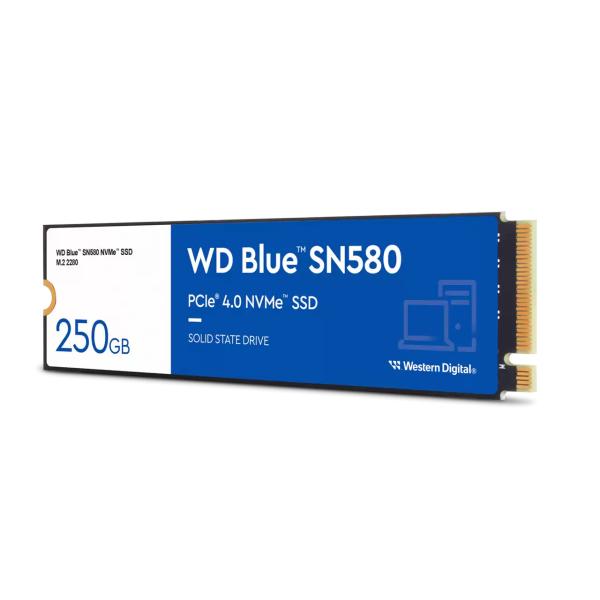 Load image into Gallery viewer, Western digital wds250g3b0e sn580 wd blue ssd, 250 gb, m.2 nvme, pcie gen 4x4, 4000 mb s