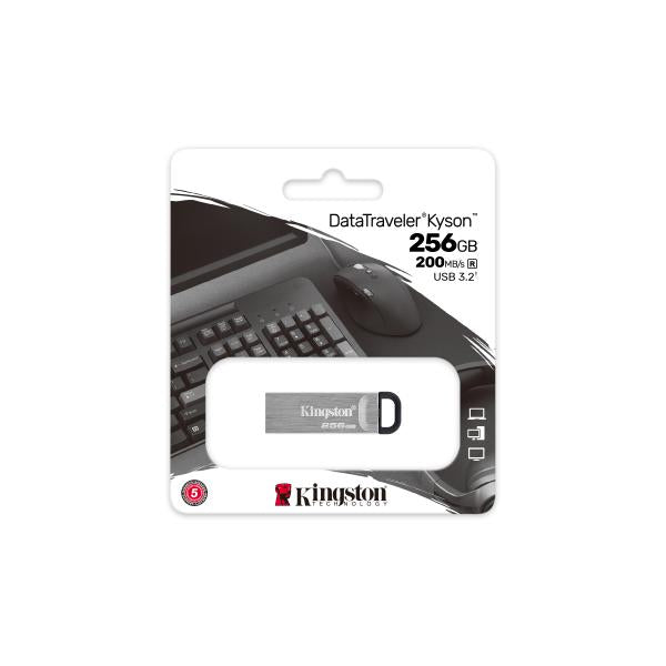 Load image into Gallery viewer, Kingston dtkn 256gb datatraveler kyson usb flash drive, 256 gb, usb 3.2 type-a, 200 60 mb s, silver