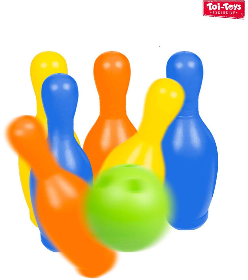 Afbeelding laden in galerijviewer, Toi-toys bowlingset gekleurd, 7dlg.