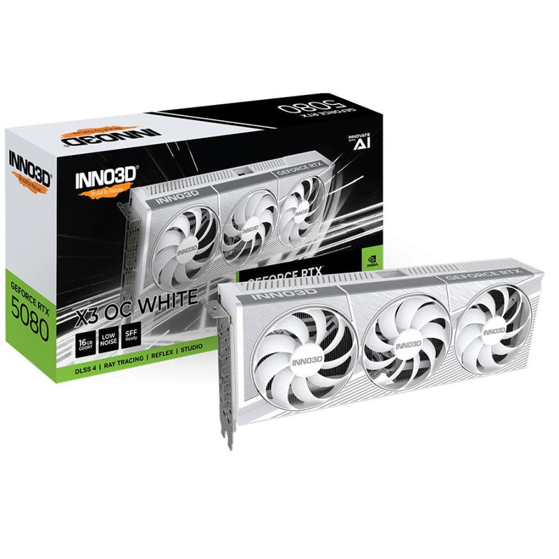 Load image into Gallery viewer, Inno3d n50803-16d7x-17605211 geforce rtx 5080 x3 oc white, atx, 16 gb, gddr7, 256-bit, pcie 5, 360w