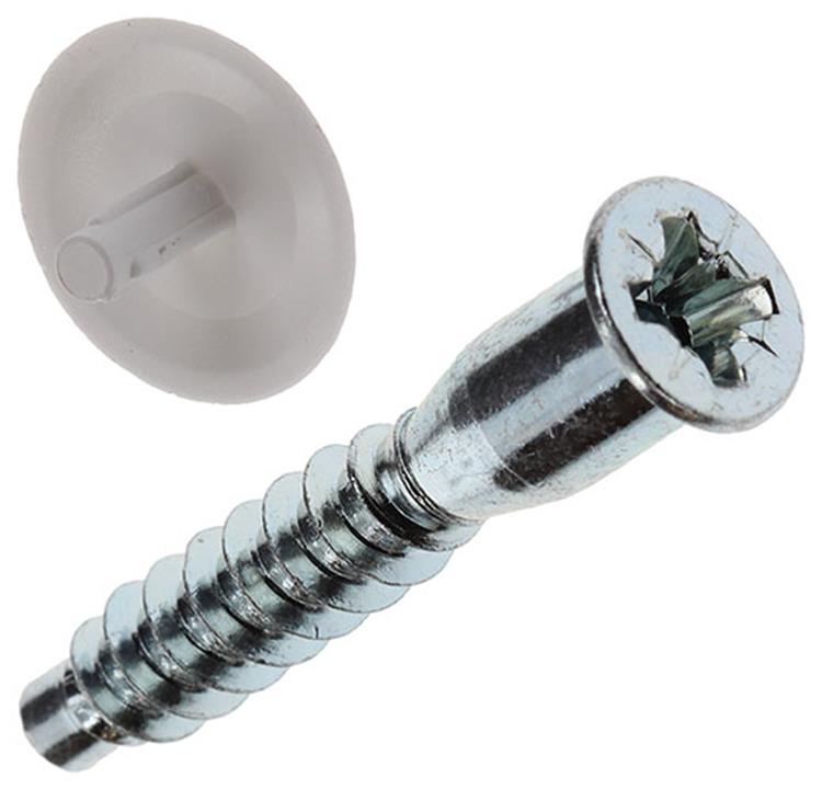 Afbeelding laden in galerijviewer, Mack 1013704 - 12 unitaschroeven met afdekkapwit m 6,3 x 40 mm | 10 stuks