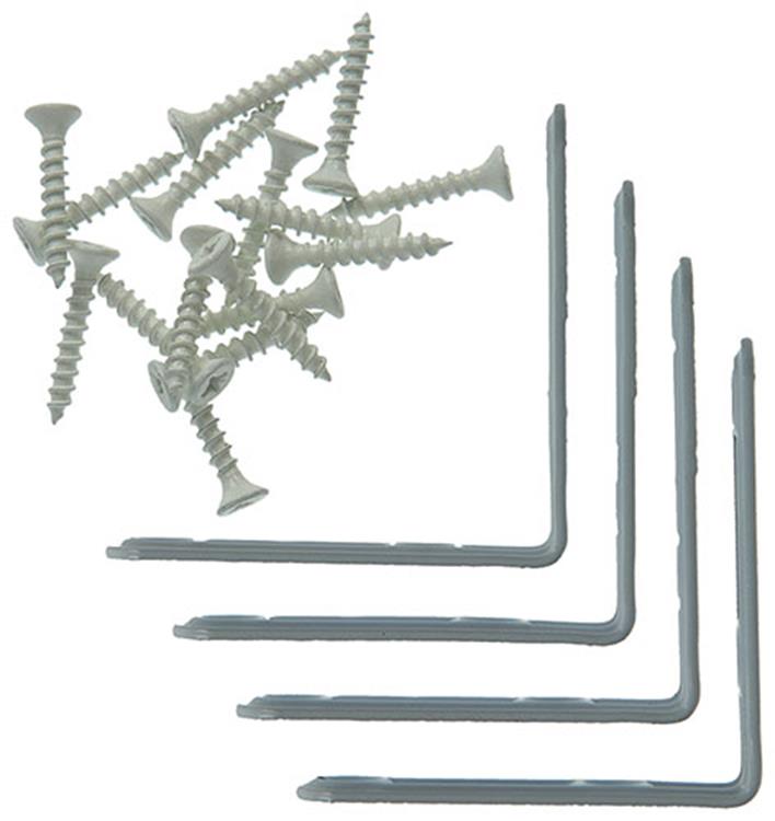 Afbeelding laden in galerijviewer, Mack 1013795 - 4 geplooide winkelhaken wit gelakt 60x60mm | 10 stuks