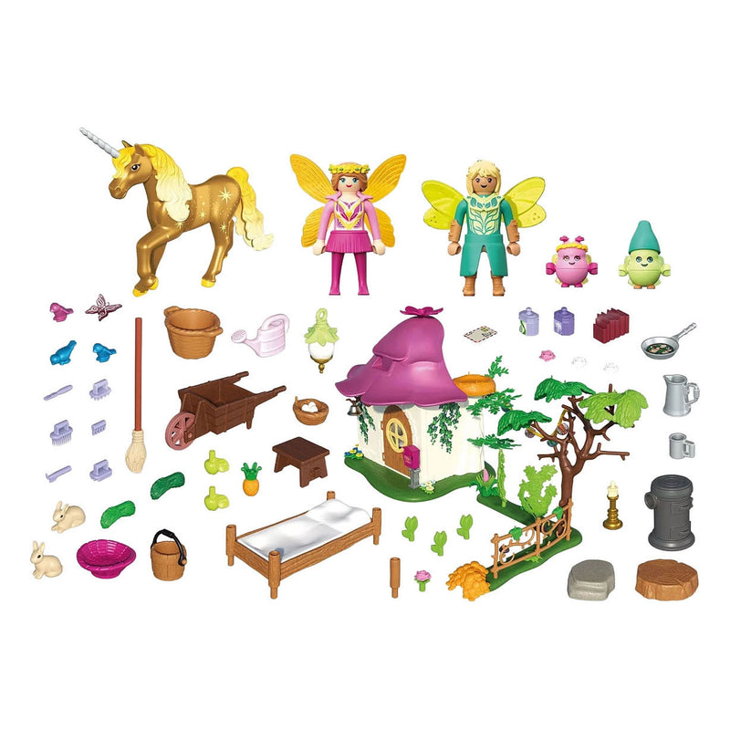 Afbeelding laden in galerijviewer, Playmobil gezellig sprookjeshuis met gouden eenhoorn en stal - 71838