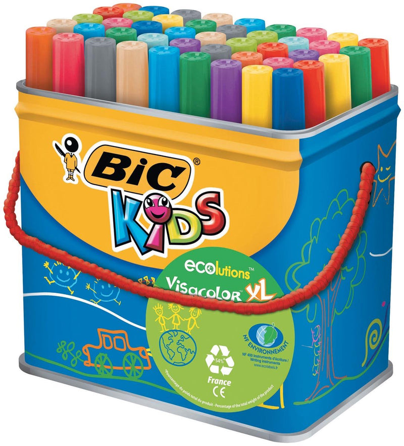 ギャラリービューアに画像をロードする, Bic kids viltstift visacolor xl ecolutions 48 stiften in een metalen doos