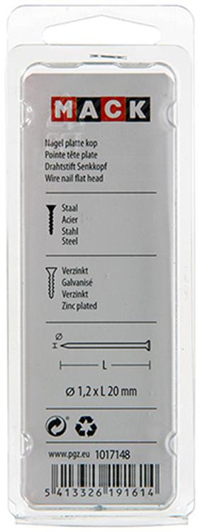 ギャラリービューアに画像をロードする, Mack 1017148 - nagel platte kop staal verzinkt 100 gr 1,2 x 20 mm | 5 stuks