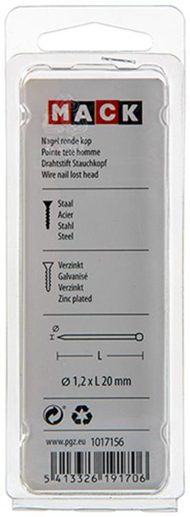 ギャラリービューアに画像をロードする, Mack 1017156 - nagel ronde kop staal verzinkt100 gr 1,2 x 20 mm | 5 stuks