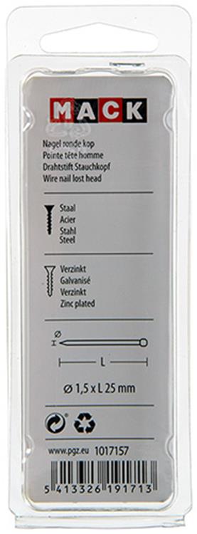 Chargez l'image dans la visionneuse de la galerie, Mack 1017157 - nagel ronde kop staal verzinkt100 gr 1,5 x 25 mm | 5 stuks