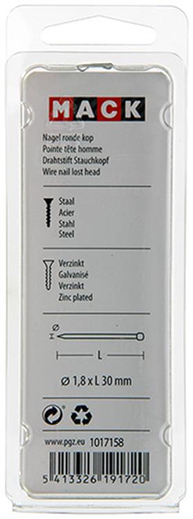 Chargez l'image dans la visionneuse de la galerie, Mack 1017158 - nagel ronde kop staal verzinkt100 gr 1,8 x 30 mm | 5 stuks