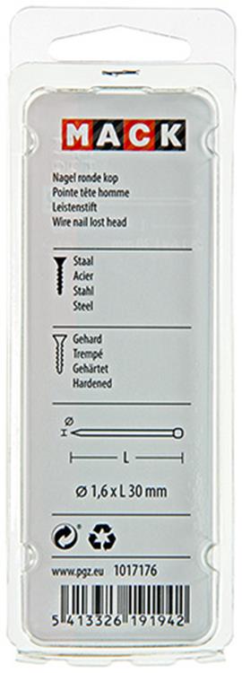 Afbeelding laden in galerijviewer, Mack 1017176 - nagel ronde kop staal gehard 45 gr 1,6 x 30 mm | 10 stuks