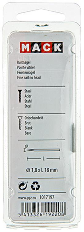 Afbeelding laden in galerijviewer, Mack 1017197 - ruitnagel staal onbehandeld 50gr 1,8 x 18 mm | 10 stuks