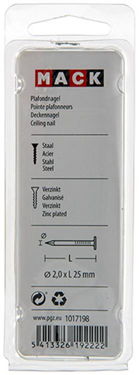 Chargez l'image dans la visionneuse de la galerie, Mack 1017198 - plafondnagel staal verzinkt 90 gr 2,0 x 25 mm | 5 stuks