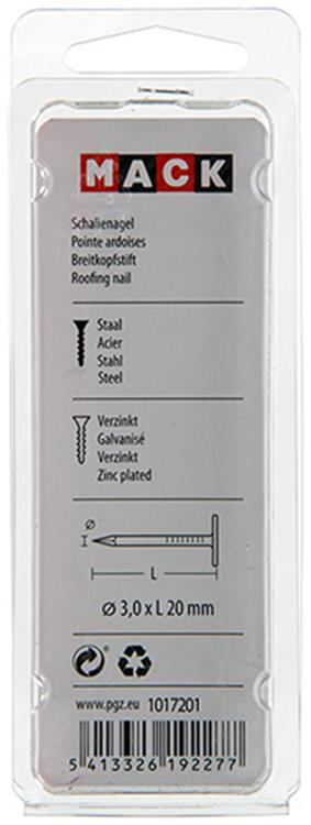 Afbeelding laden in galerijviewer, Mack 1017201 - schalienagel staal verzinkt 100 gr 3,0 x 20 mm | 5 stuks