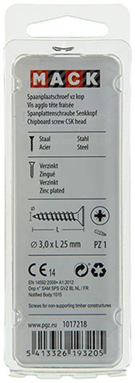 Afbeelding laden in galerijviewer, Mack 1017218 - spaanplaatschroef vz kop geelverz.40 st 3,0 x 25 mm | 10 stuks