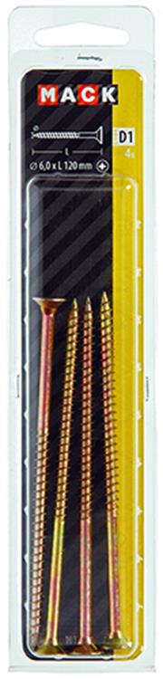 Afbeelding laden in galerijviewer, Mack 1017268 - spaanplaatschroef vz kop geelverz. 4 st 6,0 x 120 mm | 5 stuks