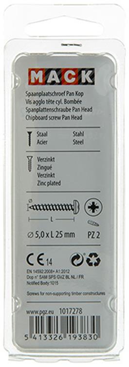 Afbeelding laden in galerijviewer, Mack 1017278 - spaanplaatschroef cylkop geelverz.18 st 5,0 x 25 mm | 10 stuks