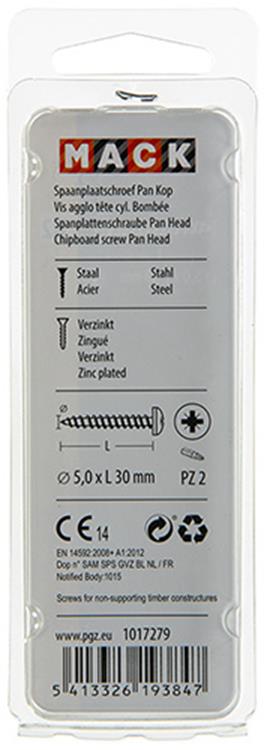 Afbeelding laden in galerijviewer, Mack 1017279 - spaanplaatschroef cylkop geelverz.15 st 5,0 x 30 mm | 10 stuks