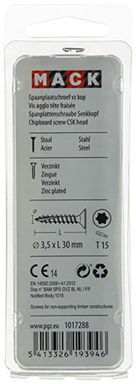 Laden Sie das Bild in Galerie -Viewer, Mack 1017288 - spaanplschr.vzkop-zelfb. geelverz. 26 st 3,5 x 30 mm | 10 stuks