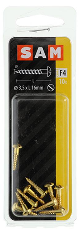 Afbeelding laden in galerijviewer, Mack 1019661 - houtschroef bolkop messing 10 st 3,5 x 16 mm | 10 stuks