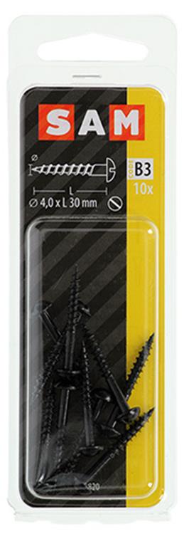 Afbeelding laden in galerijviewer, Mack 1017385 - houtschroef bolkop zwart verzinkt 10 st 4,0 x 30 mm | 10 stuks