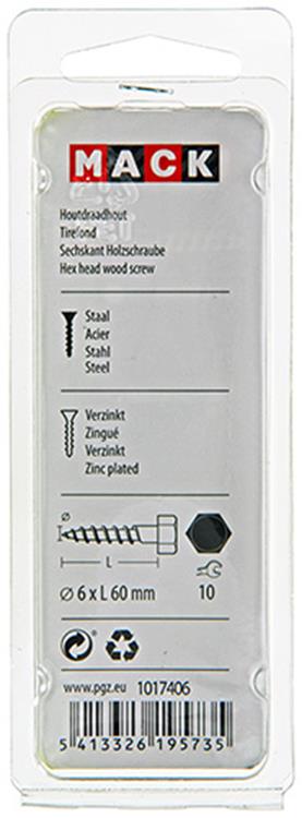 Afbeelding laden in galerijviewer, Mack 1017406 - houtdraadbout staal verzinkt 8 st 6 x 60 mm | 10 stuks