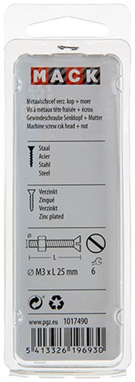 Chargez l'image dans la visionneuse de la galerie, Mack 1017490 - metaalschroef verz. kop + moer verz. 22st m3 x 25 mm | 10 stuks