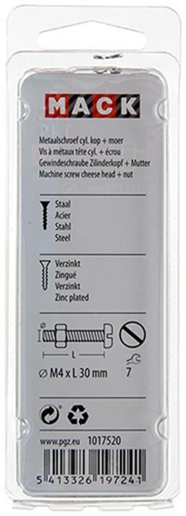 Chargez l'image dans la visionneuse de la galerie, Mack 1017520 - metaalschroef cyl. kop + moer verz. 14 st m4 x 30 mm | 10 stuks
