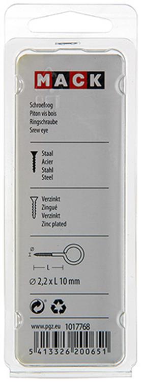 Afbeelding laden in galerijviewer, Mack 1017768 - schroefoog staal verzinkt 20st 2,2 x 10 mm | 10 stuks