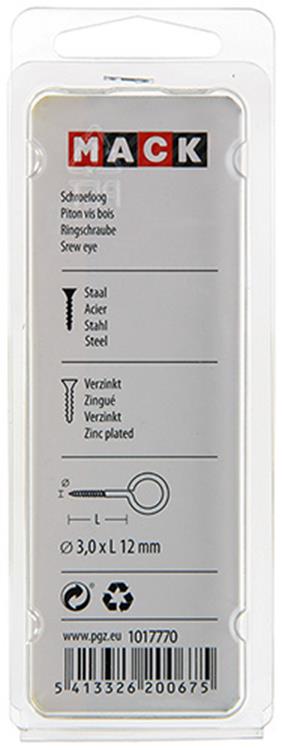 Afbeelding laden in galerijviewer, Mack 1017770 - schroefoog staal verzinkt 15st 3,0 x 12 mm | 10 stuks