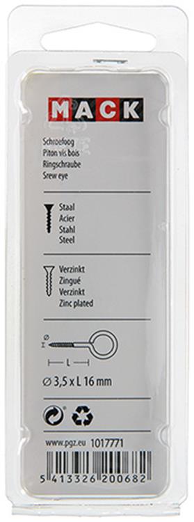 Afbeelding laden in galerijviewer, Mack 1017771 - schroefoog staal verzinkt 12st 3,5 x 16 mm | 10 stuks