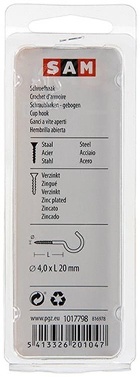 Afbeelding laden in galerijviewer, Mack 1017798 - schroefhaak staal verzinkt 8st 4,0 x 20 mm | 10 stuks