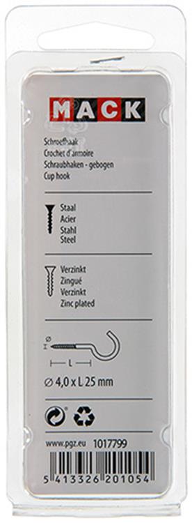 Afbeelding laden in galerijviewer, Mack 1017799 - schroefhaak staal verzinkt 7st 4,0 x 25 mm | 10 stuks